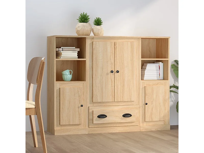 Buffets 3 pcs chêne sonoma bois d'ingénierie