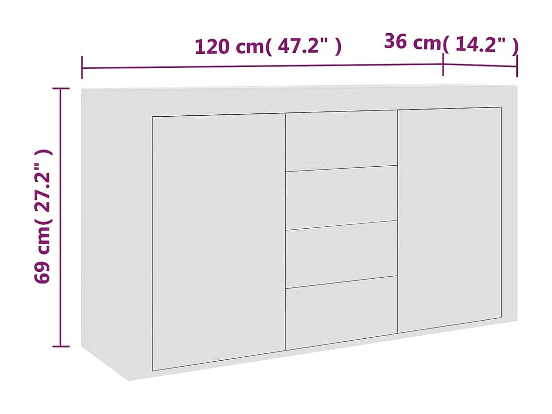 Buffet Blanc 120x36x69 cm Bois d'ingénierie