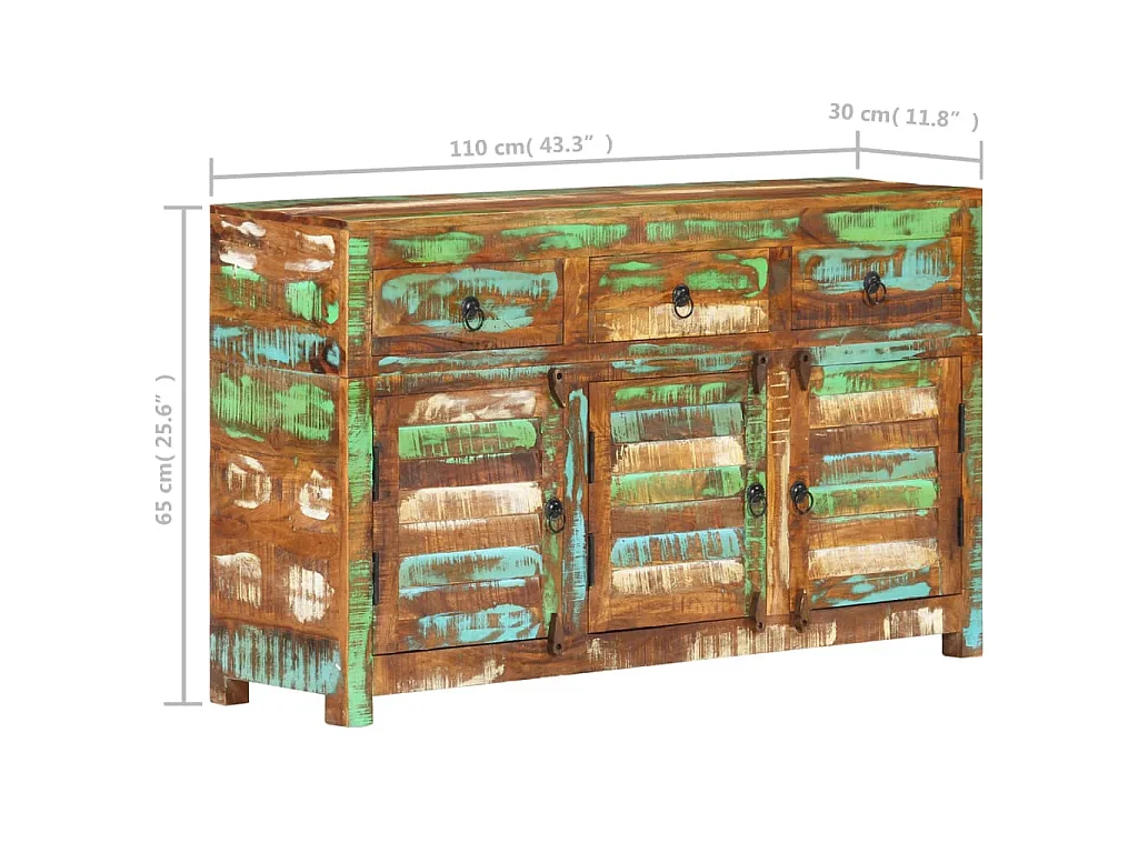 Aparador de madera maciza reciclada 110x35x65 cm
