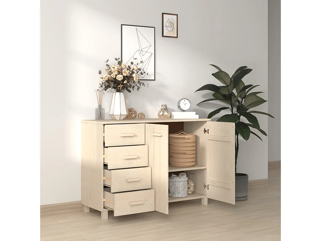 Buffet HAMAR Marron miel 113x40x80 cm Bois massif de pin