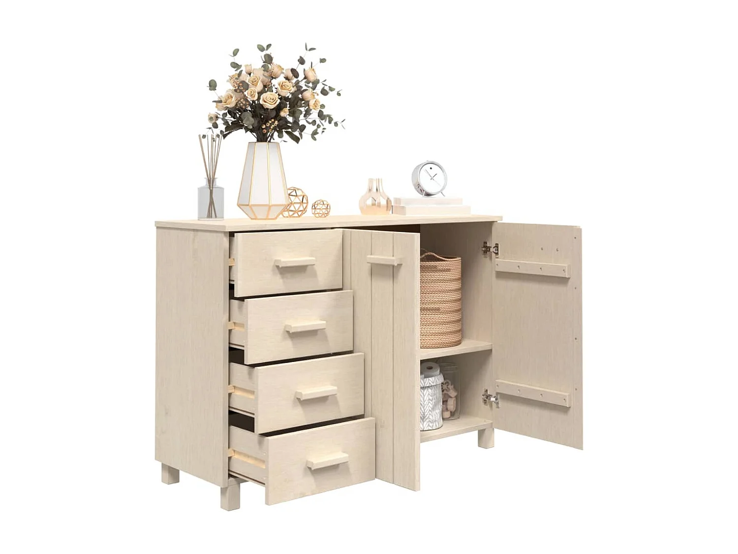 Buffet HAMAR Marron miel 113x40x80 cm Bois massif de pin