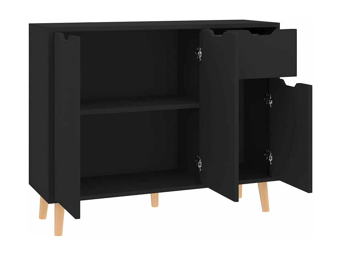 Buffet noir 90x30x72 cm bois d'ingénierie