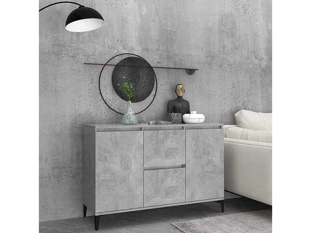 Credenza Grigio Cemento 102x35x70 cm in Legno Multistrato