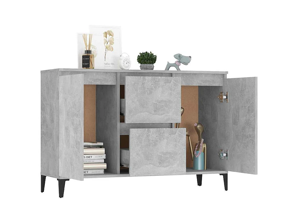 Dressoir 102x35x70 cm bewerkt hout betongrijs