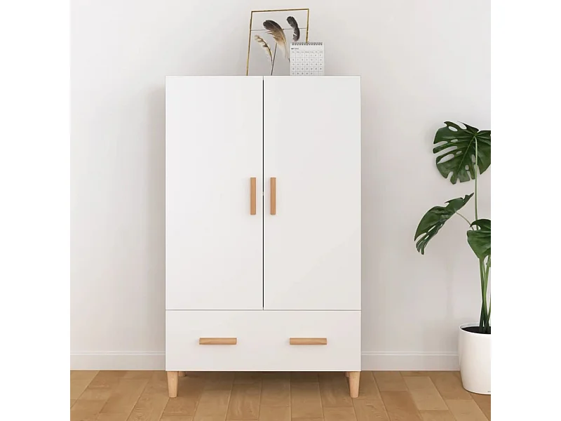 Hoge kast 70x31x115 cm bewerkt hout wit