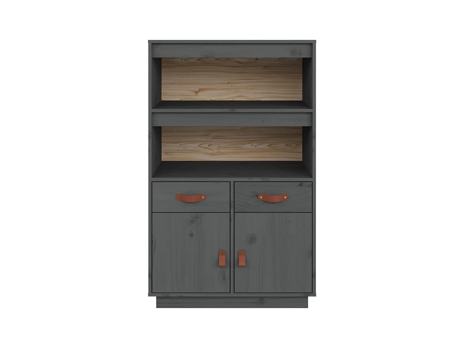 Highboard Grau 67x40x108,5 cm Massivholz Kiefer