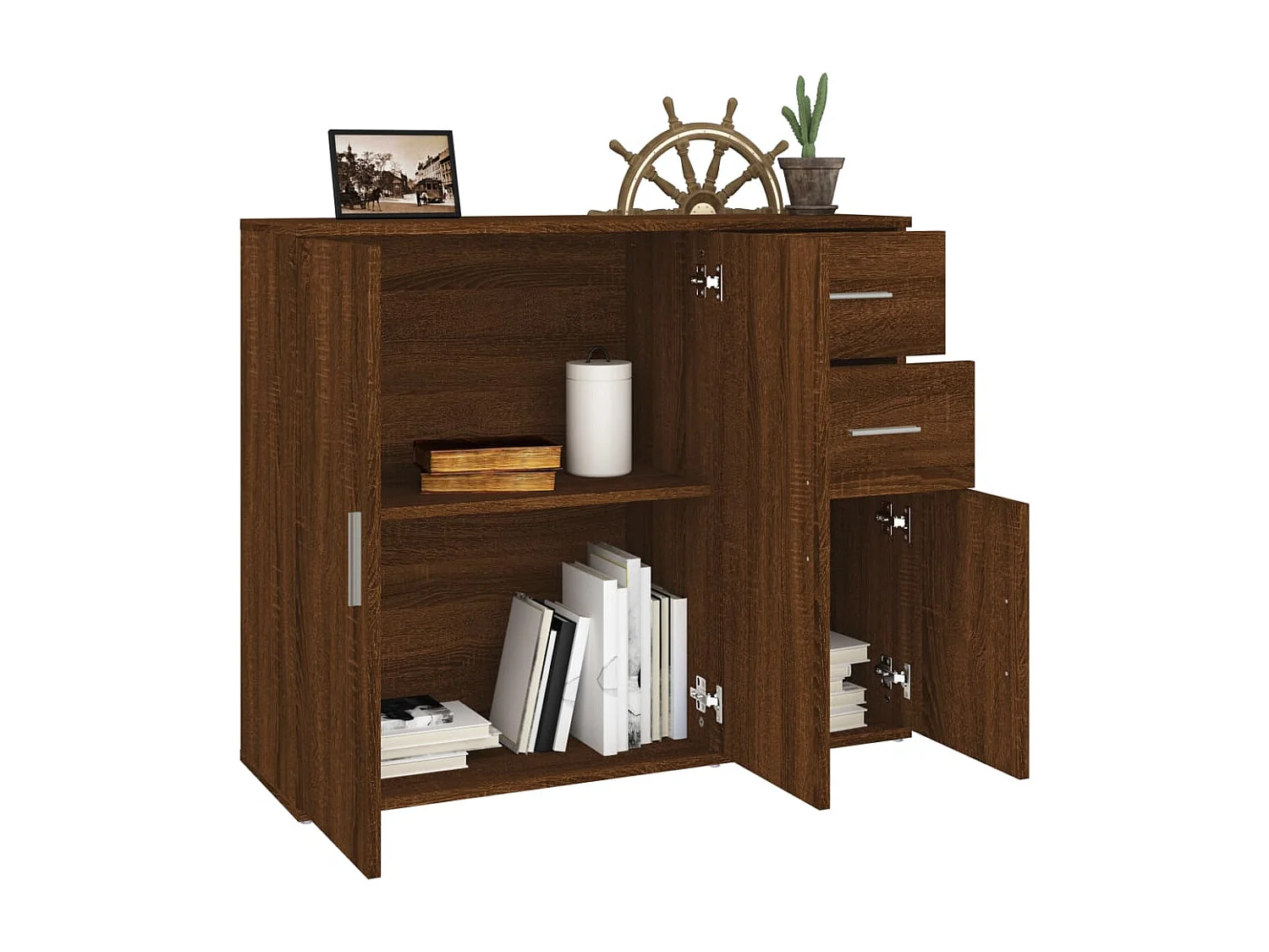 Aparador madera contrachapada roble marrón 91x29,5x75 cm