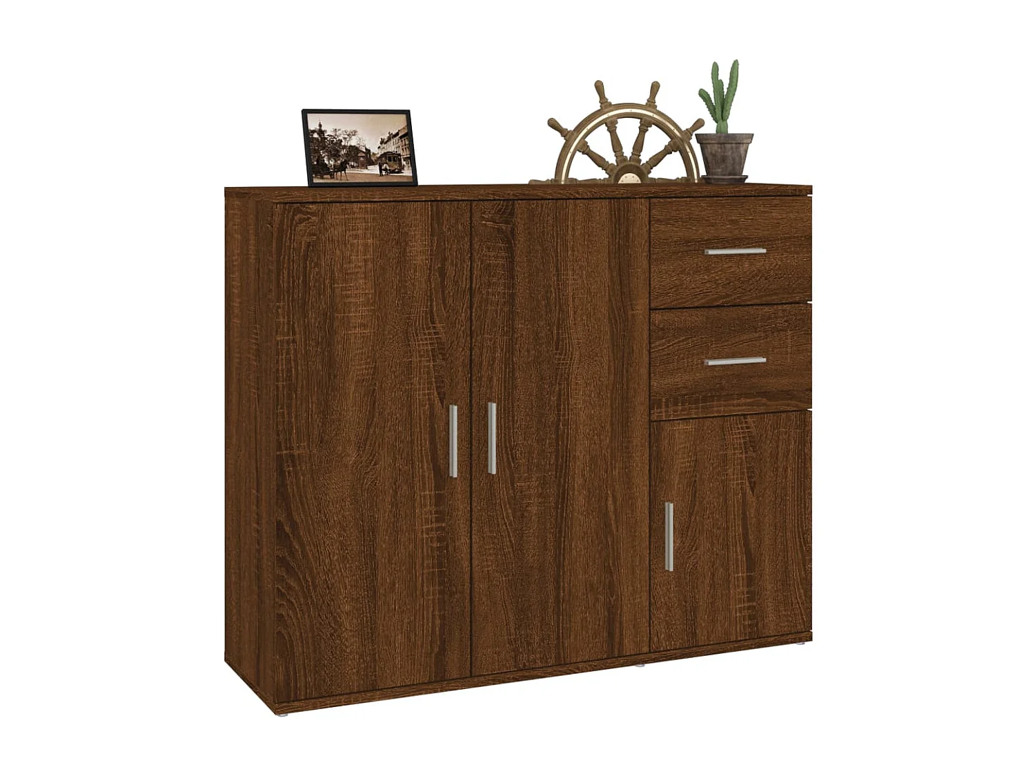 Aparador madera contrachapada roble marrón 91x29,5x75 cm