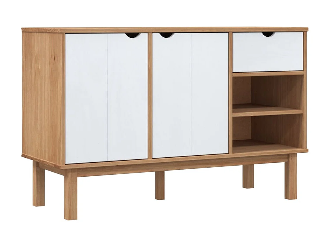 Buffet OTTA Marron et blanc 114x43x73,5 cm Bois massif pin