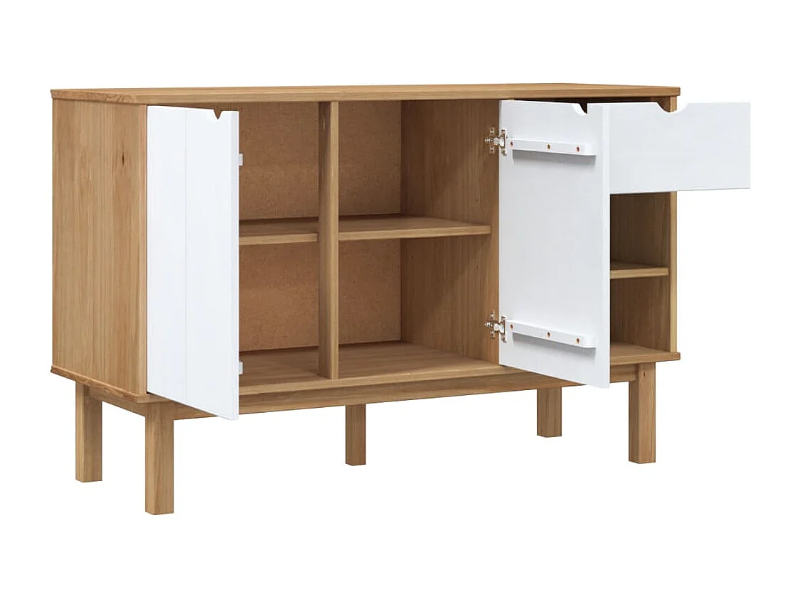 Aparador OTTA madera maciza pino marrón y blanco 114x43x73,5 cm