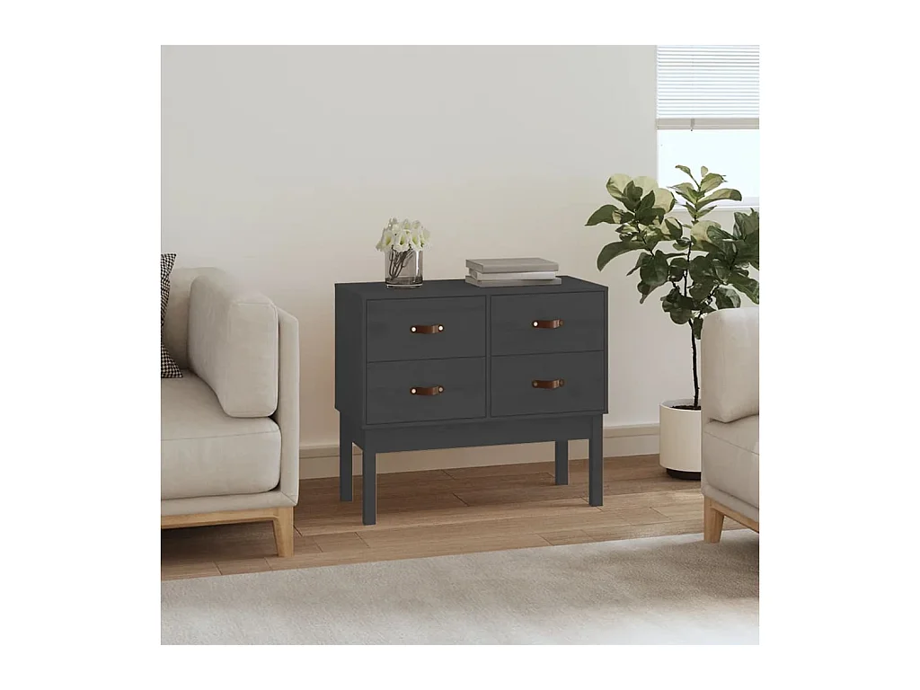 Konsolenschrank Grau 90x40x78 cm Massivholz Kiefer