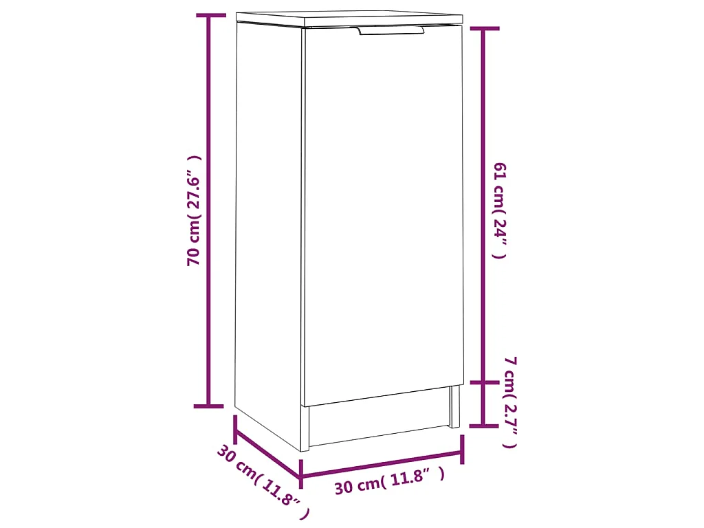 Dressoir 30x30x70 cm bewerkt hout gerookt eikenkleurig