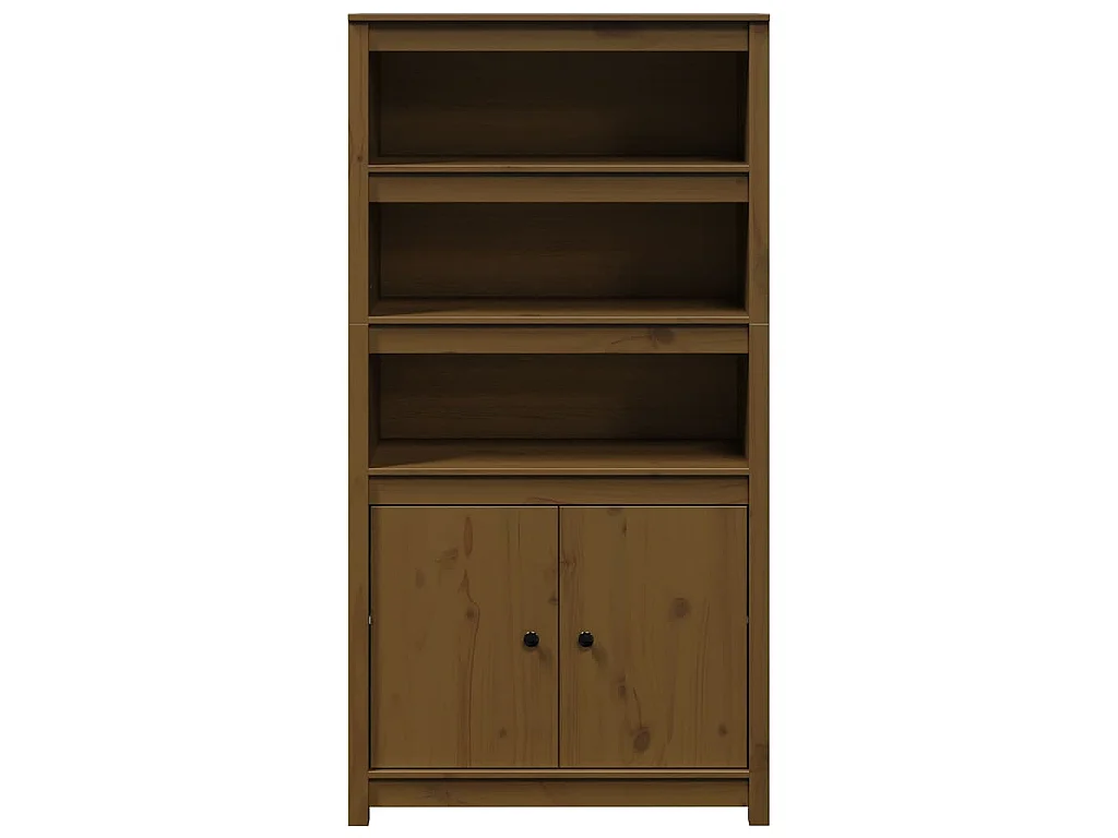 Aparador alto madera maciza de pino marrón miel 80x35x154 cm