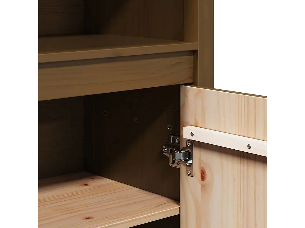 Aparador alto madera maciza de pino marrón miel 80x35x154 cm