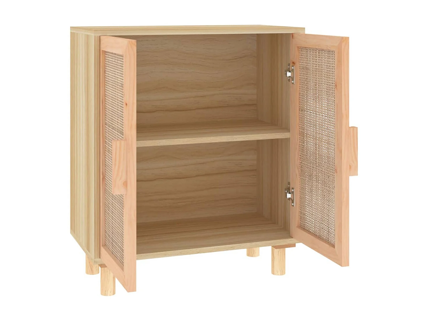 Buffet Marron 60x30x70 cm Bois de pin massif et rotin naturel