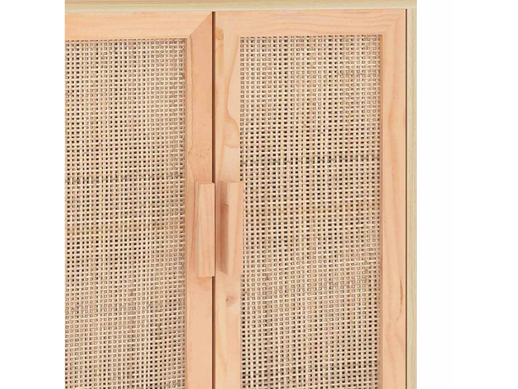 Dressoir 60x30x70 cm massief grenenhout en rattan bruin