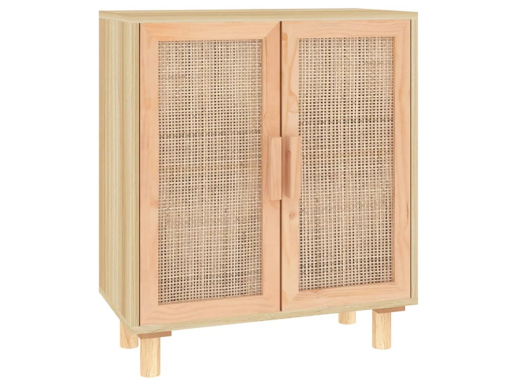 Dressoir 60x30x70 cm massief grenenhout en rattan bruin