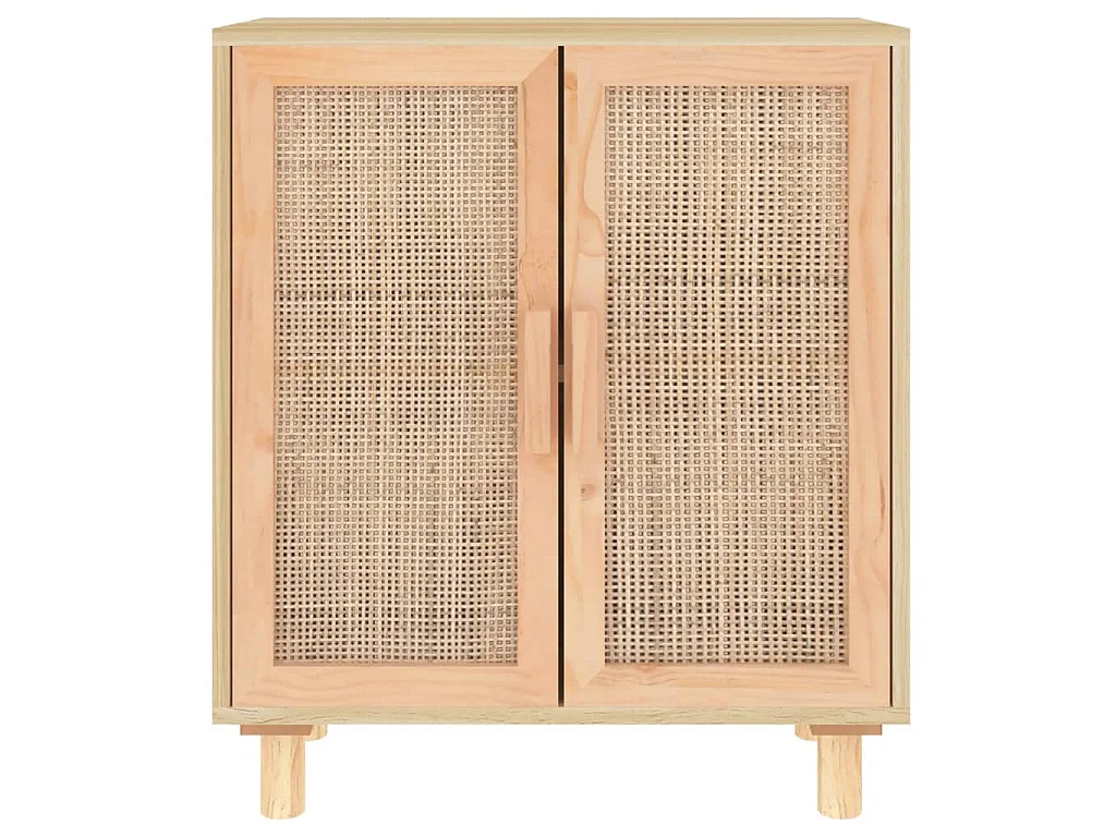 Dressoir 60x30x70 cm massief grenenhout en rattan bruin