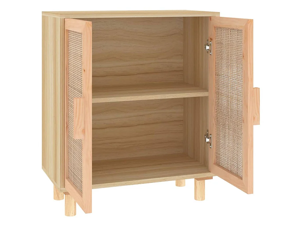 Dressoir 60x30x70 cm massief grenenhout en rattan bruin