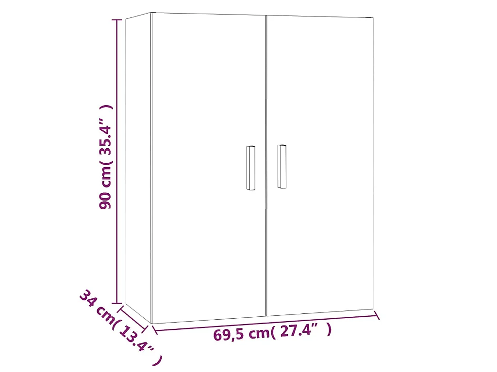 Hängeschrank Grau Sonoma 69,5x34x90 cm