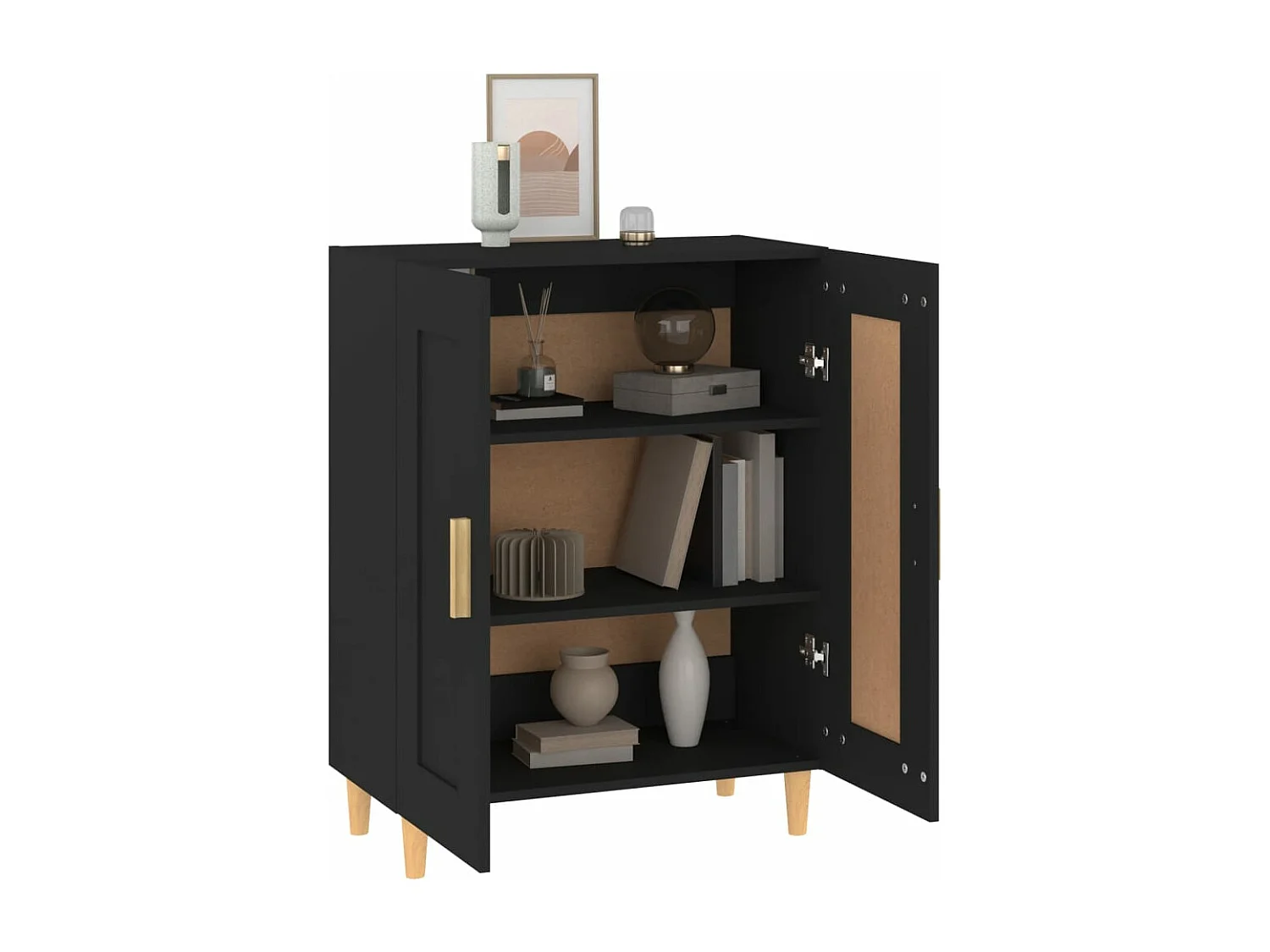 Dressoir 69,5x34x90 cm bewerkt hout zwart