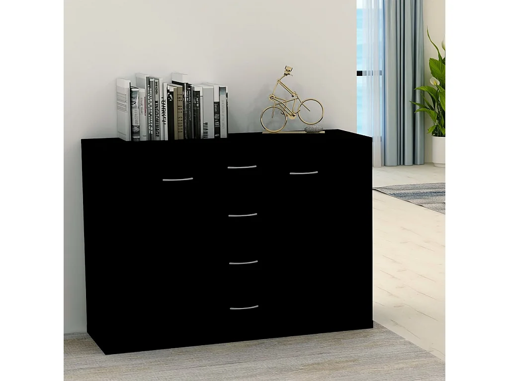 Sideboard Schwarz 88x30x65 cm Holzwerkstoff
