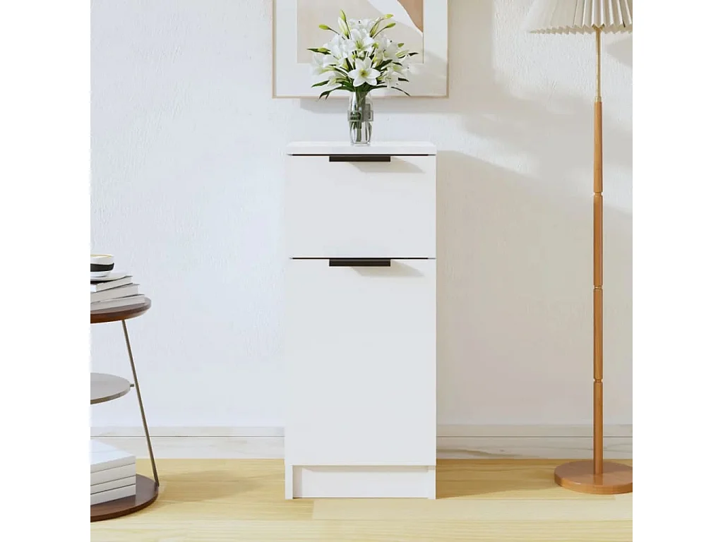 Buffet Blanc brillant 30x30x70 cm Bois d'ingénierie