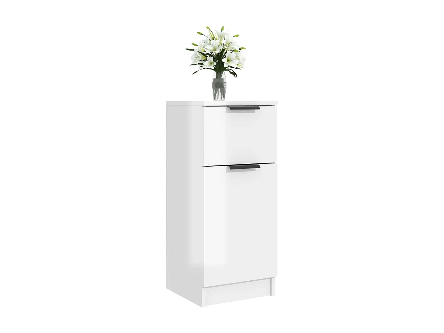 Buffet Blanc brillant 30x30x70 cm Bois d'ingénierie