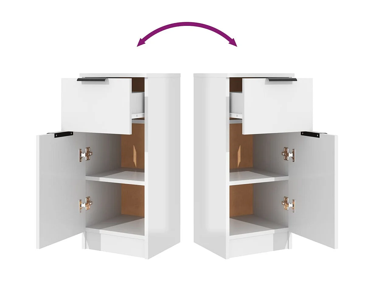 Buffet Blanc brillant 30x30x70 cm Bois d'ingénierie