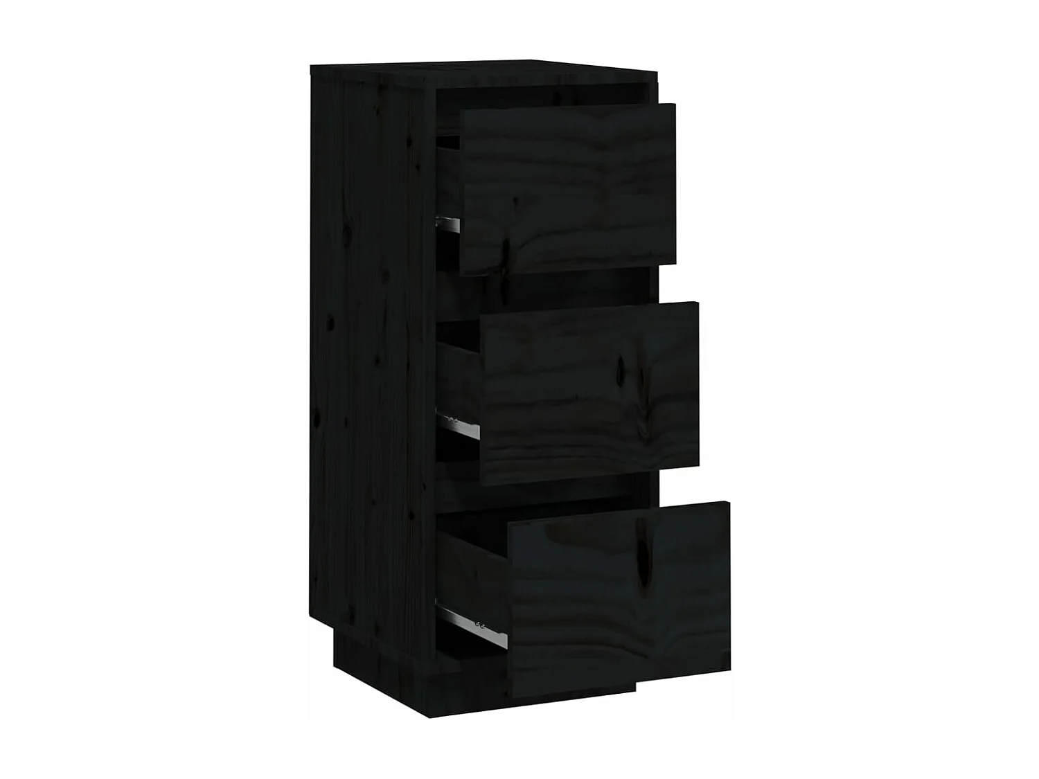 Buffets 2 pcs Noir 32x34x75 cm Bois massif de pin