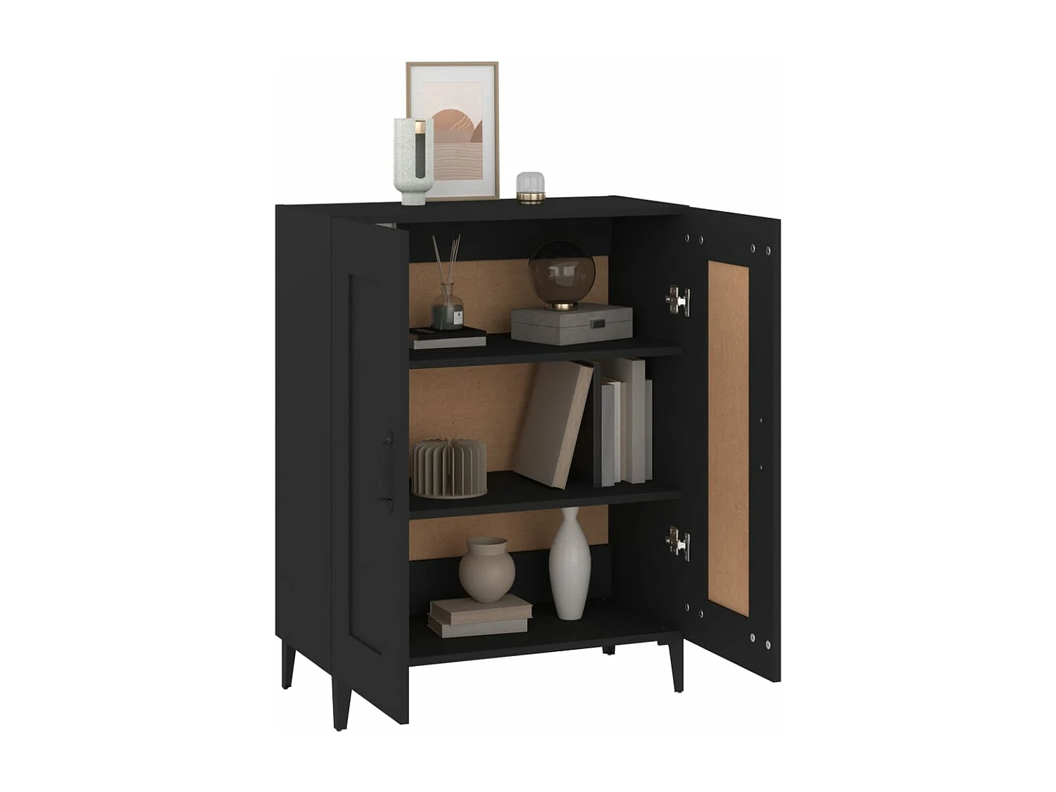 Buffet Noir 69,5x34x90 cm Bois d'ingénierie