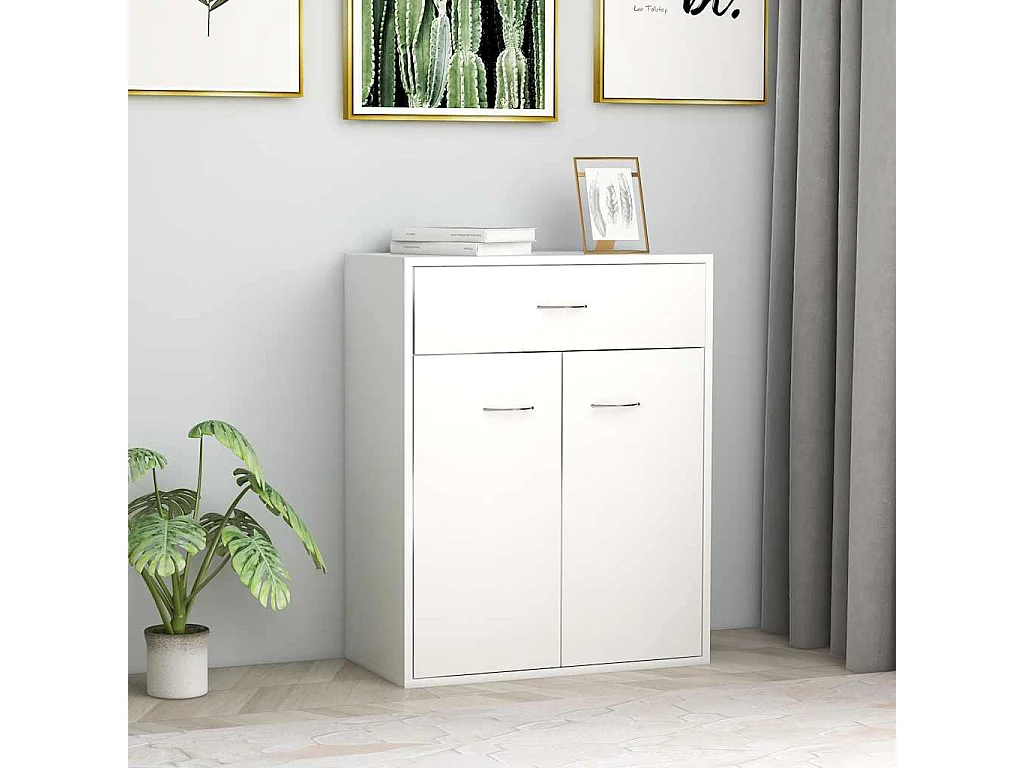 Buffet blanc 60x30x75 cm bois d'ingénierie