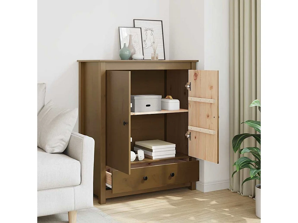 Hoge kast 83x41,5x100 cm massief grenenhout honingbruin