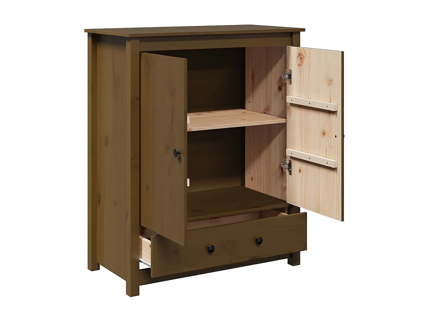 Hoge kast 83x41,5x100 cm massief grenenhout honingbruin