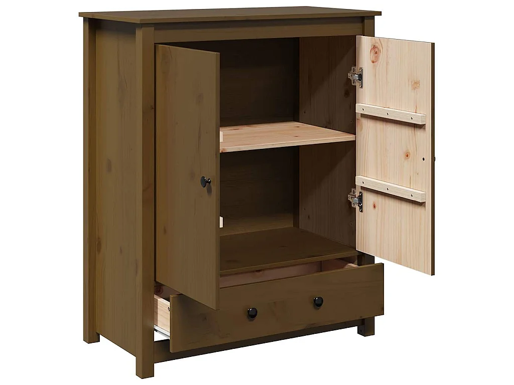 Hoge kast 83x41,5x100 cm massief grenenhout honingbruin