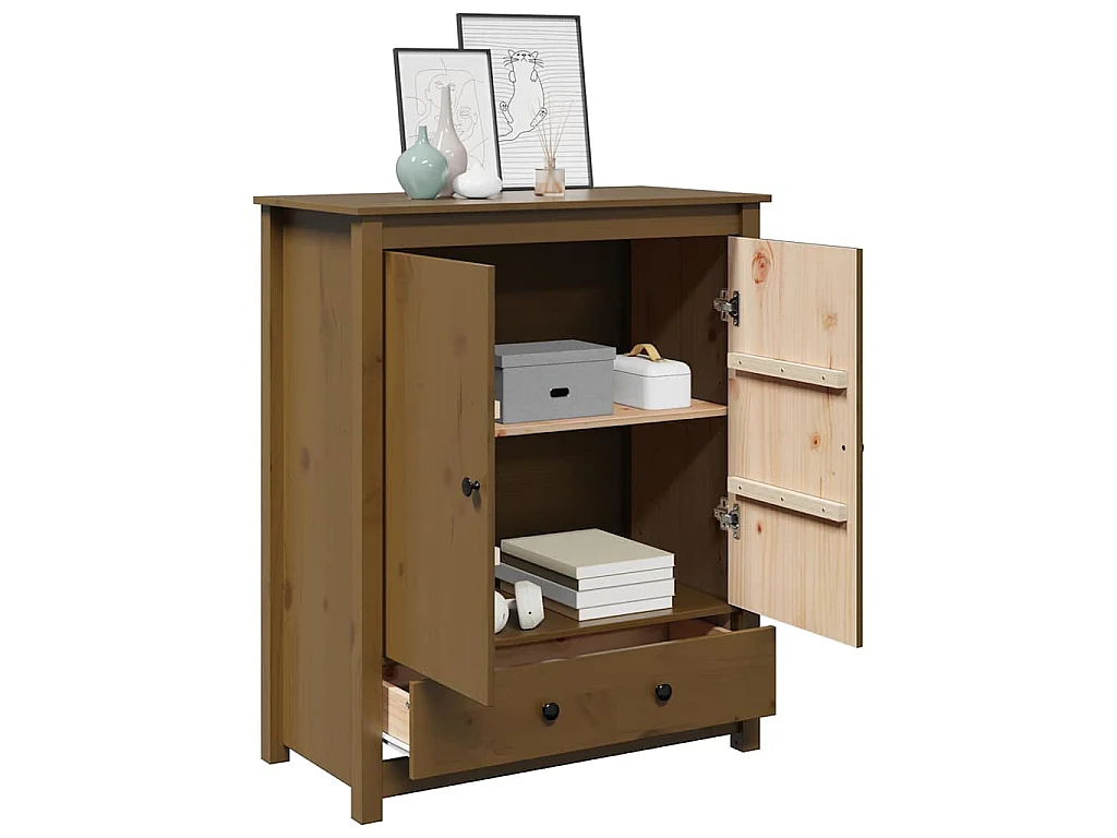 Hoge kast 83x41,5x100 cm massief grenenhout honingbruin