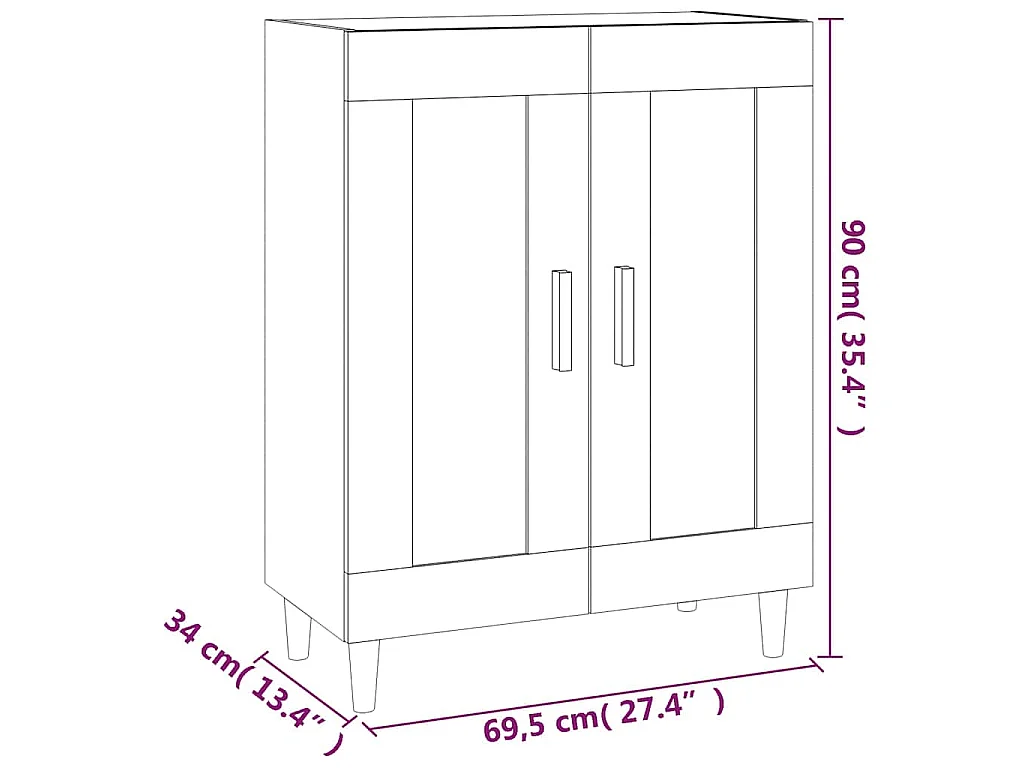 Credenza Rovere Fumo 69,5x34x90 cm in Legno Multistrato