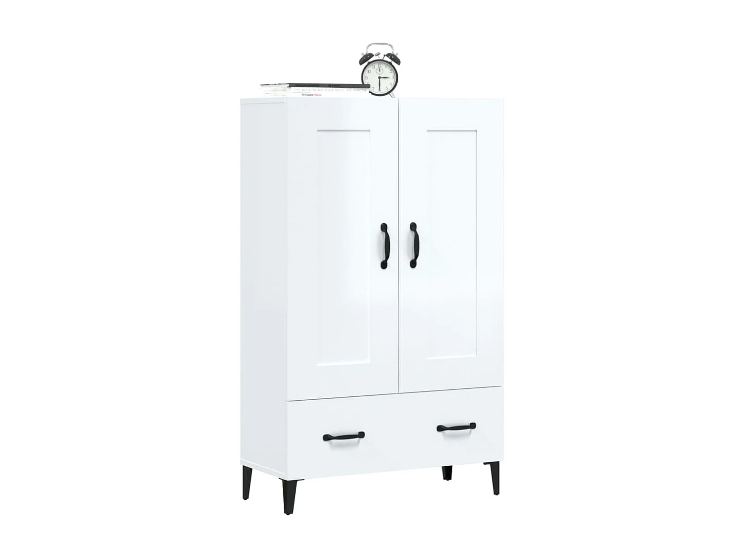 Aparador de madera contrachapada blanco brillante 70x31x115cm