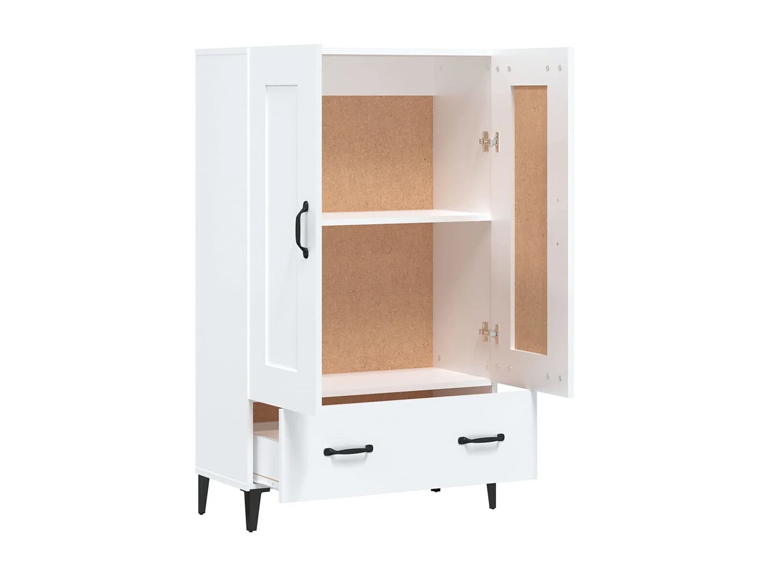 Aparador de madera contrachapada blanco brillante 70x31x115cm