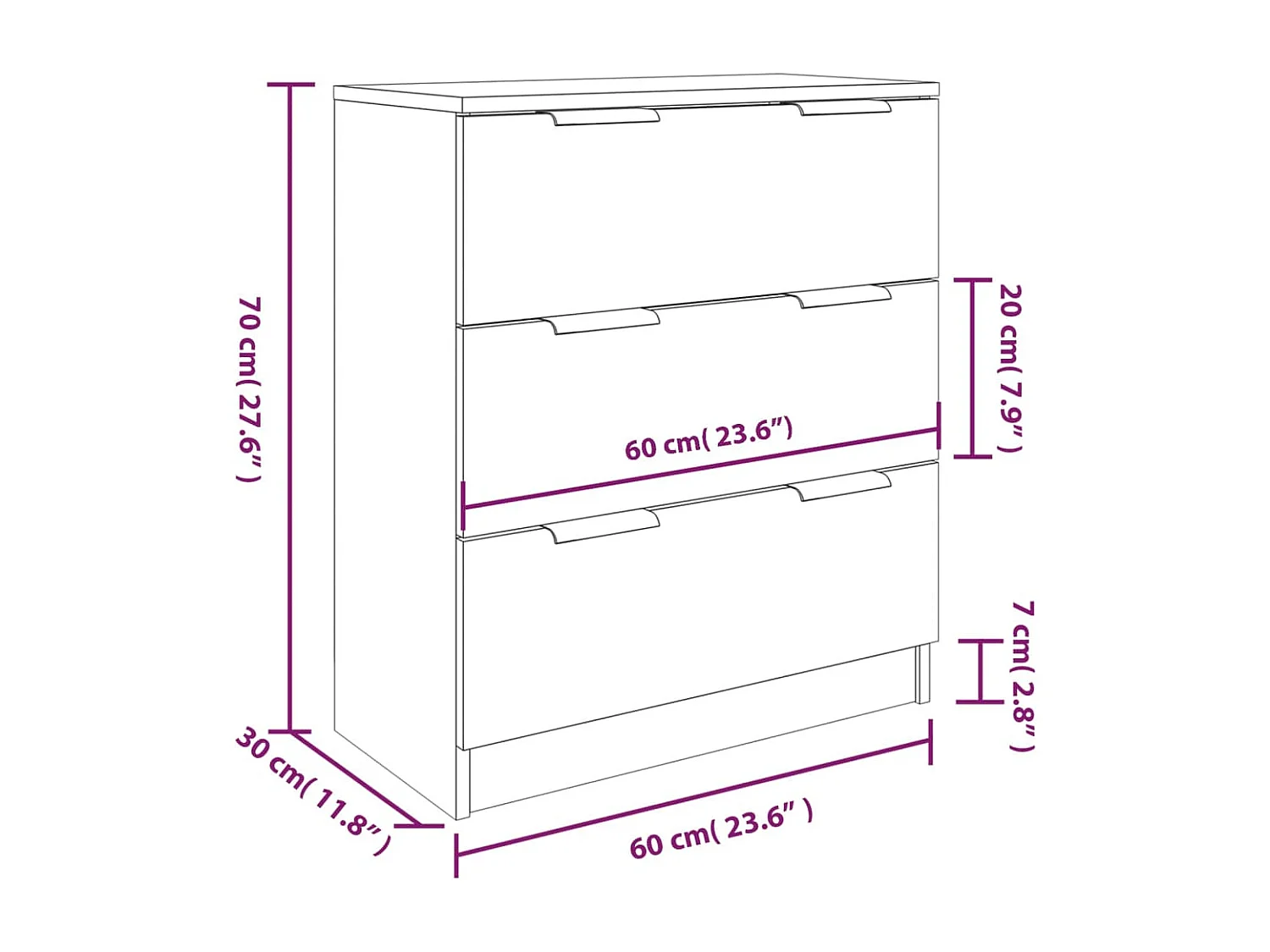 Buffets 3 pcs noir bois d'ingénierie