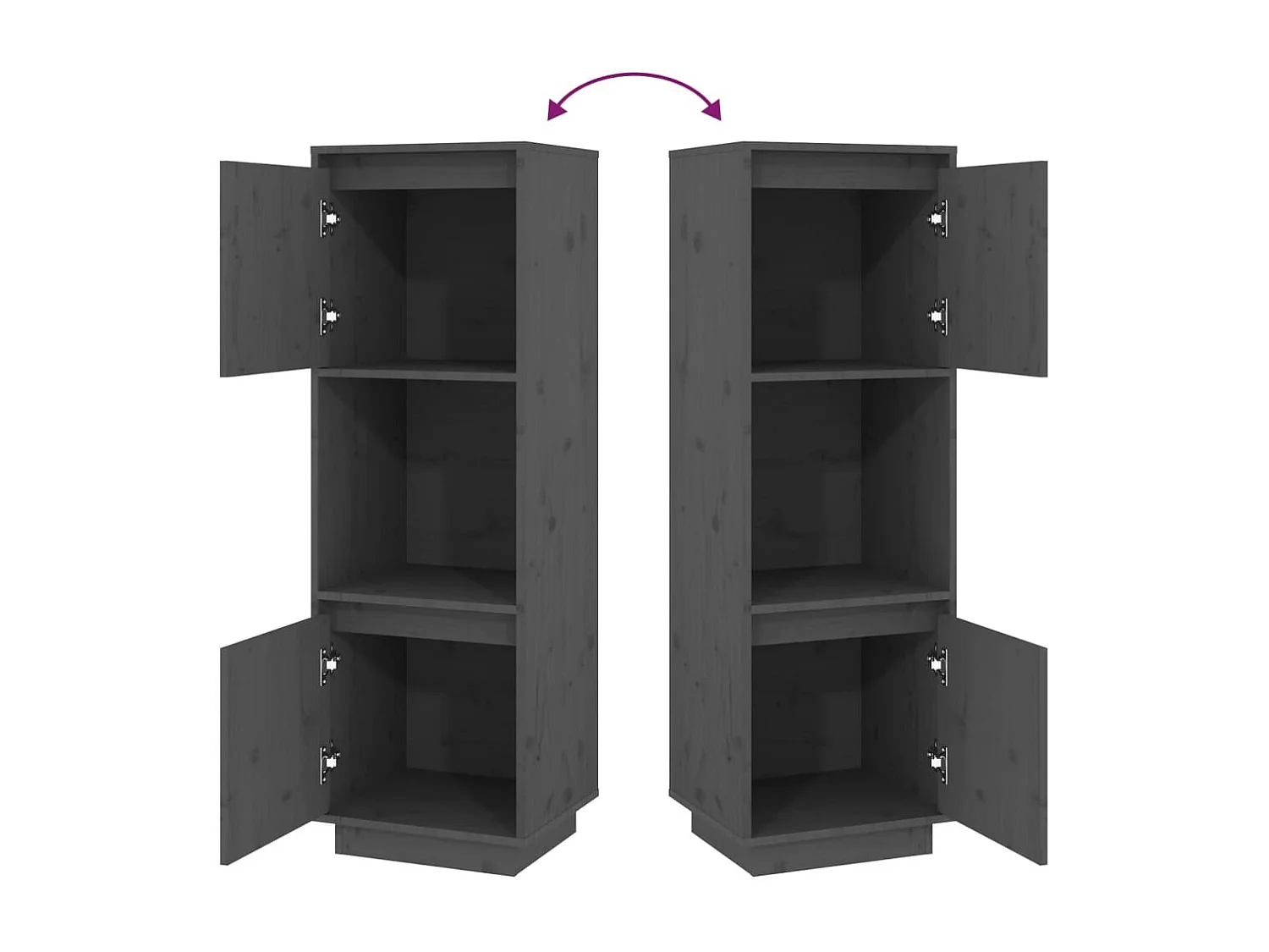 Buffet haut Gris 38x35x117 cm Bois massif de pin