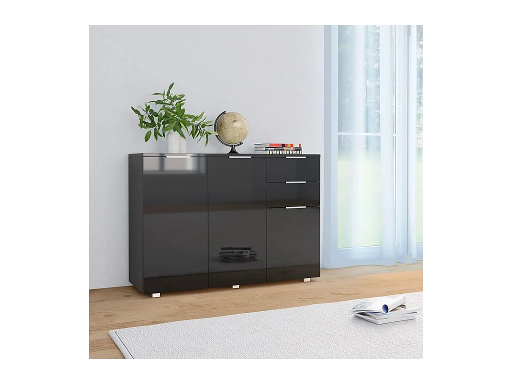 Credenza Nero Lucido 107x35x80,5 cm