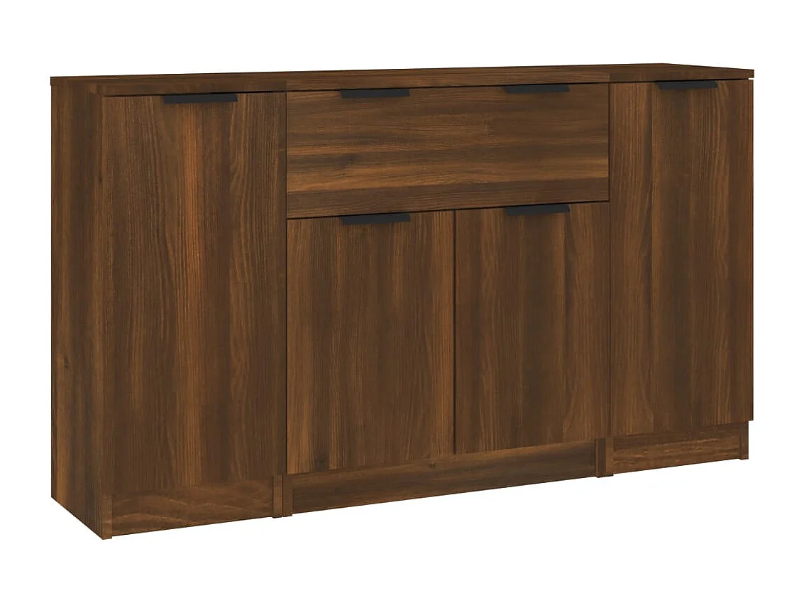 Buffets 3 pcs Chêne marron Bois d'ingénierie