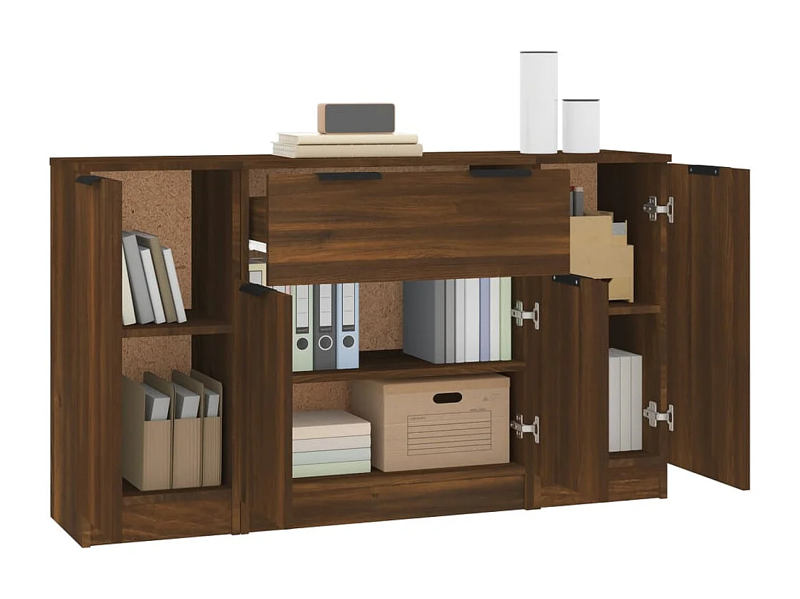 Buffets 3 pcs Chêne marron Bois d'ingénierie
