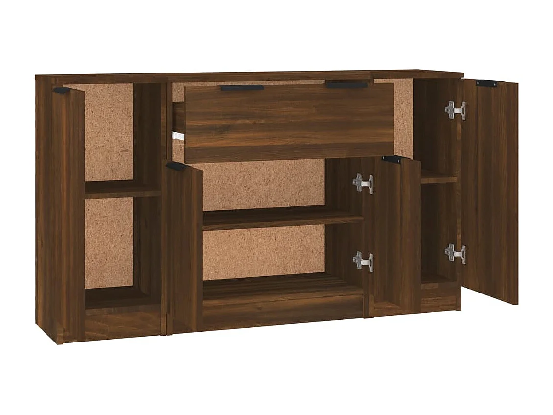 Buffets 3 pcs Chêne marron Bois d'ingénierie