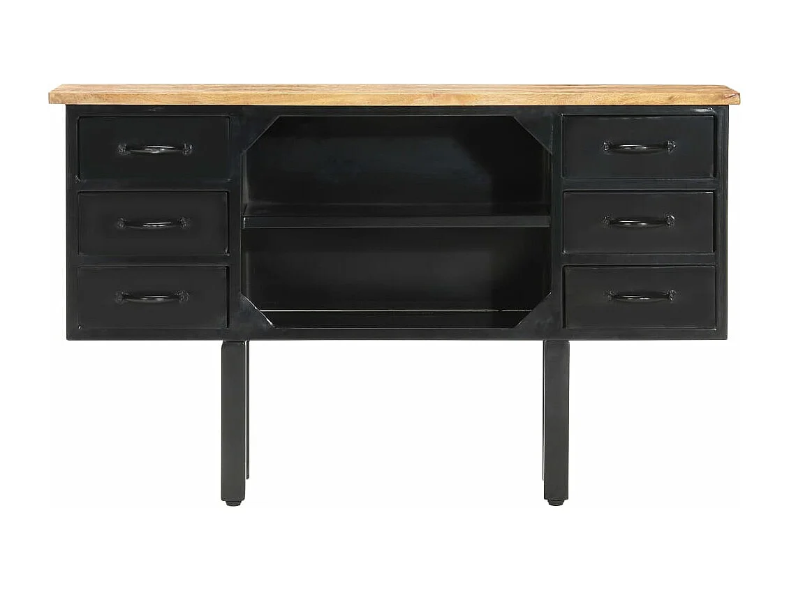 Sideboard 110x30x65 cm Raues Mango-Massivholz und Stahl