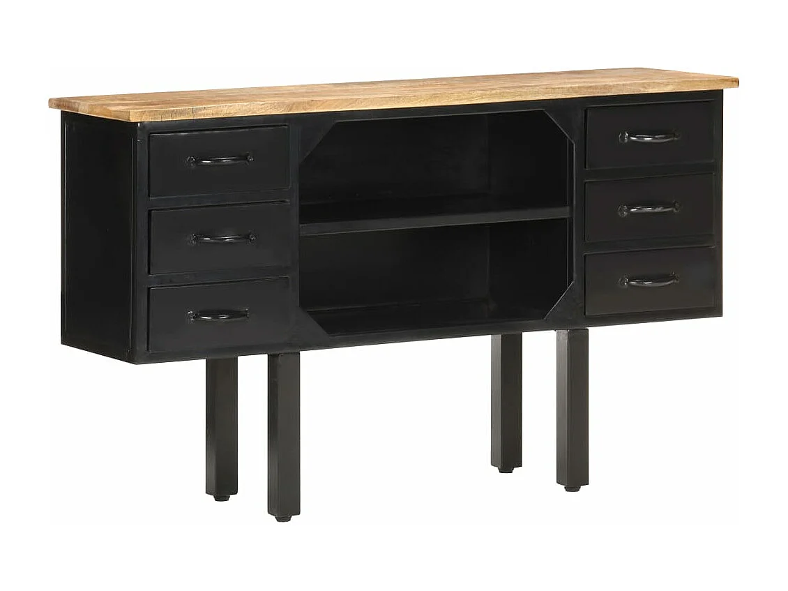 Sideboard 110x30x65 cm Raues Mango-Massivholz und Stahl