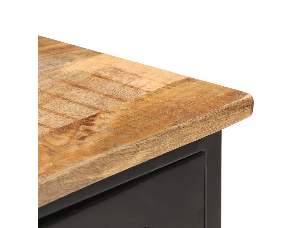 Buffet 110x30x65 cm Bois de manguier massif brut et acier