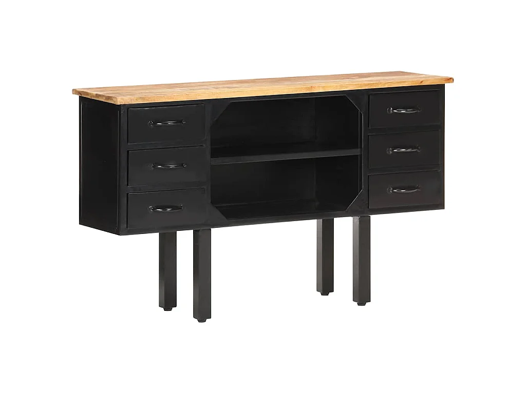 Buffet 110x30x65 cm Bois de manguier massif brut et acier