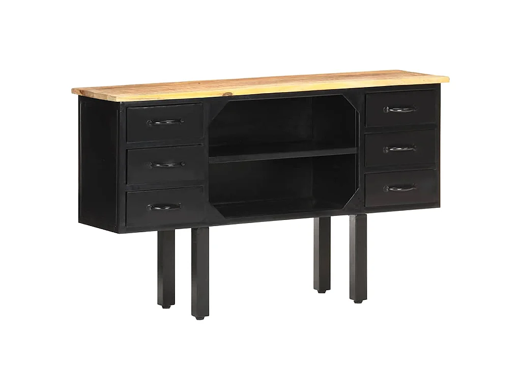 Buffet 110x30x65 cm Bois de manguier massif brut et acier